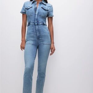 Good American Light Blue Denim Jumpsuit